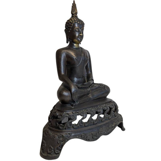 Large Vintage Bronze Thai Buddha Statue - 45cm Sukhothai Style