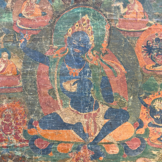 Monumentale Tibetaanse Sakya Lineage Thangka met Hevajra – Vroege Ngor-traditie, tweede helft 15e eeuw