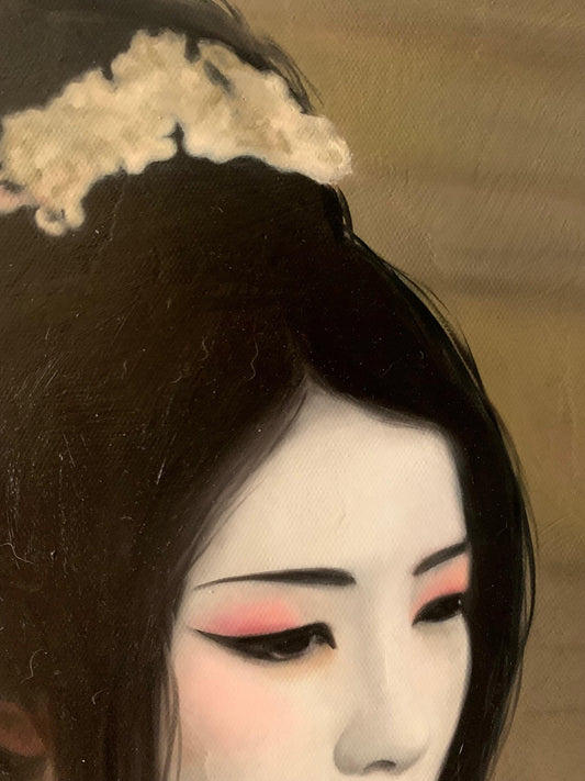 Handgeschilderd portret olieverf op doek moderne figuratieve kunst