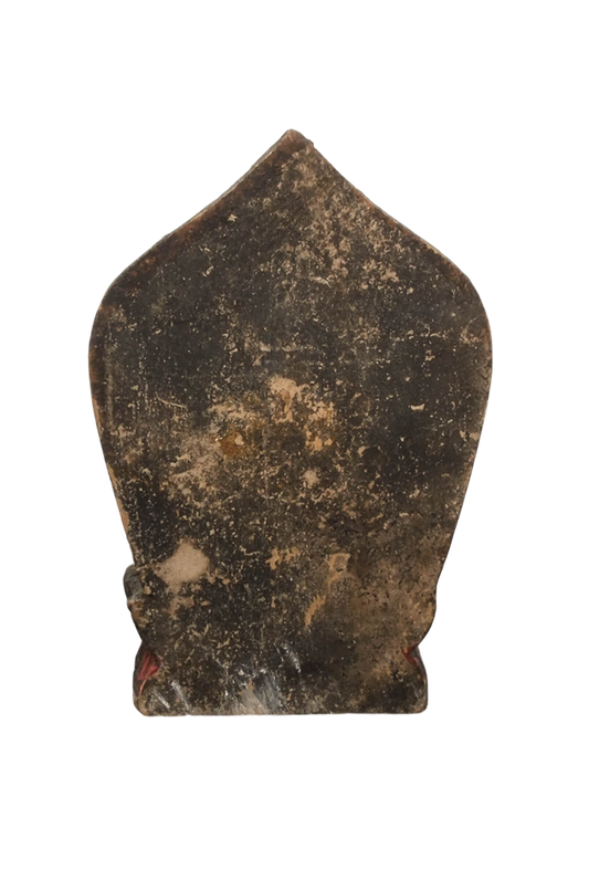 Himalaya Tara-beeld van hout, 19e eeuw, klein ritueel devotiebeeld uit Nepal of Tibet