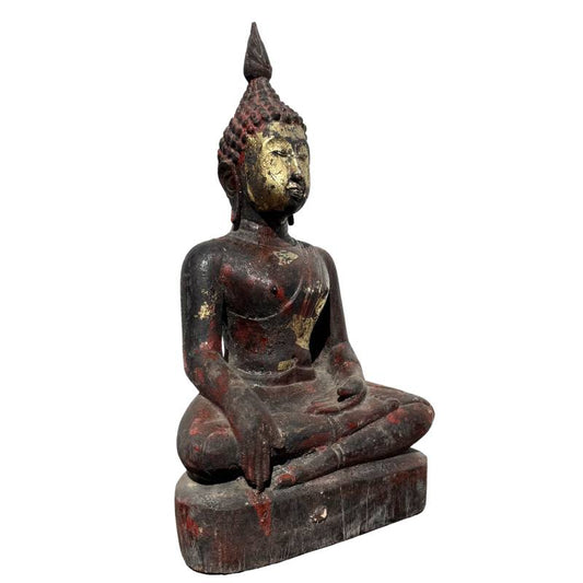 Birmeese houten Boeddha uit de late 19e eeuw.