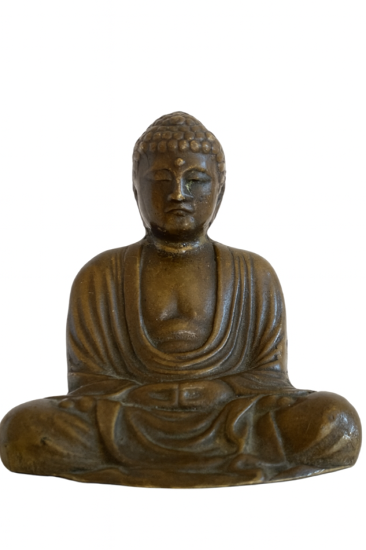 Japans massief bronzen boeddhabeeld in meditatiehouding 16e 17e eeuw