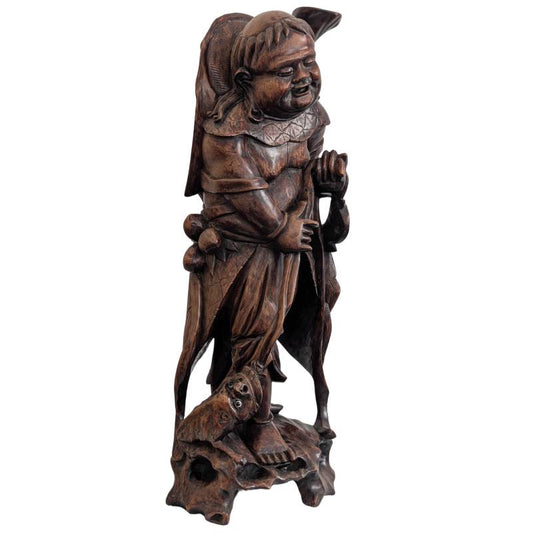 Japans Ebisu beeld van de god van voorspoed en handel, rozenhout