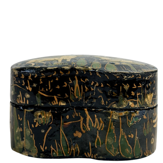 Kashmir papier-mâché lakdoosje met hert en florale handbeschildering