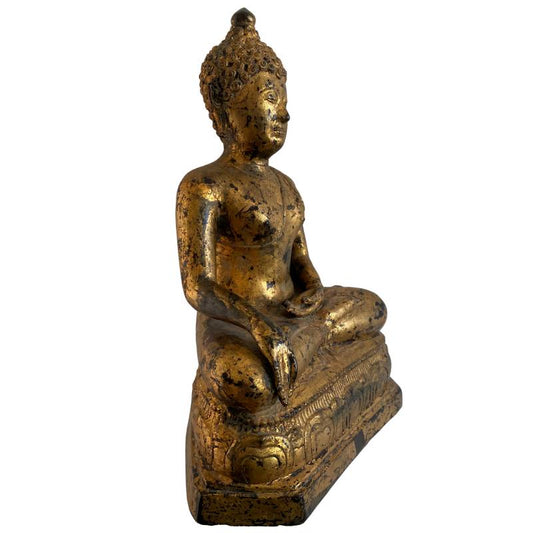 Birmaans Mandalay boeddhabeeld van brons met lak- en gesso-opbouw, Lot 159