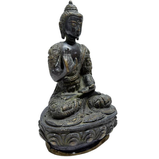 Nepalese bronzen Boeddha set met originele kwik-vuurvergulding