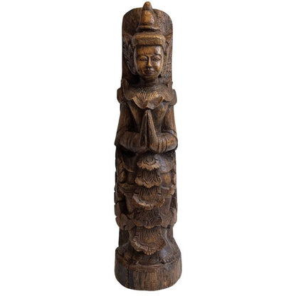 Birmese Nat-figuur Thagyamin houten tempelbeeld
