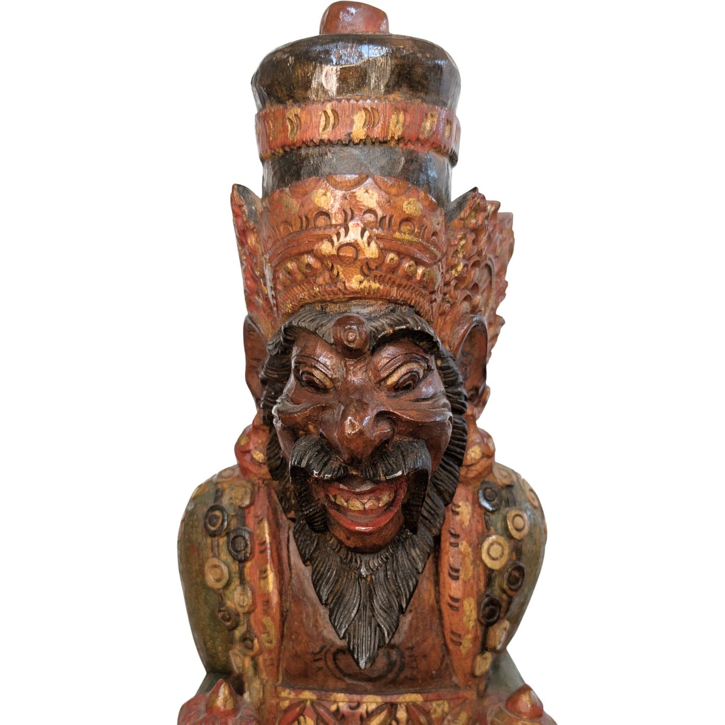 Vintage Balinees Houtsnijwerk – Rishi met Kamandalu – Polychroom – 52 cm
