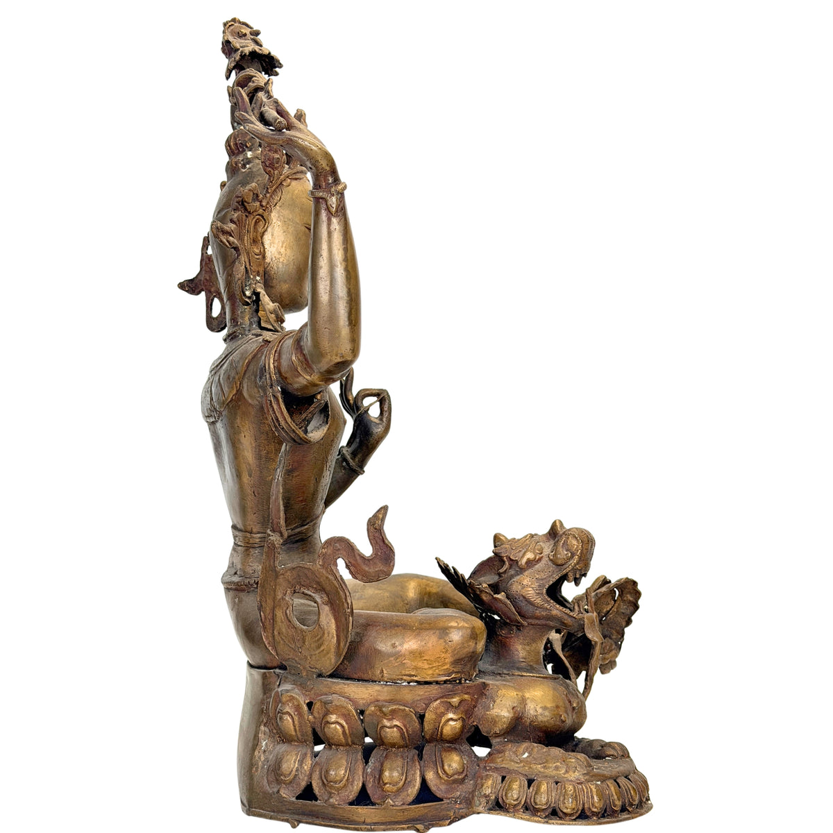 Detail van de kroon en rijk uitgewerkte sieraden van Mañjuśrī