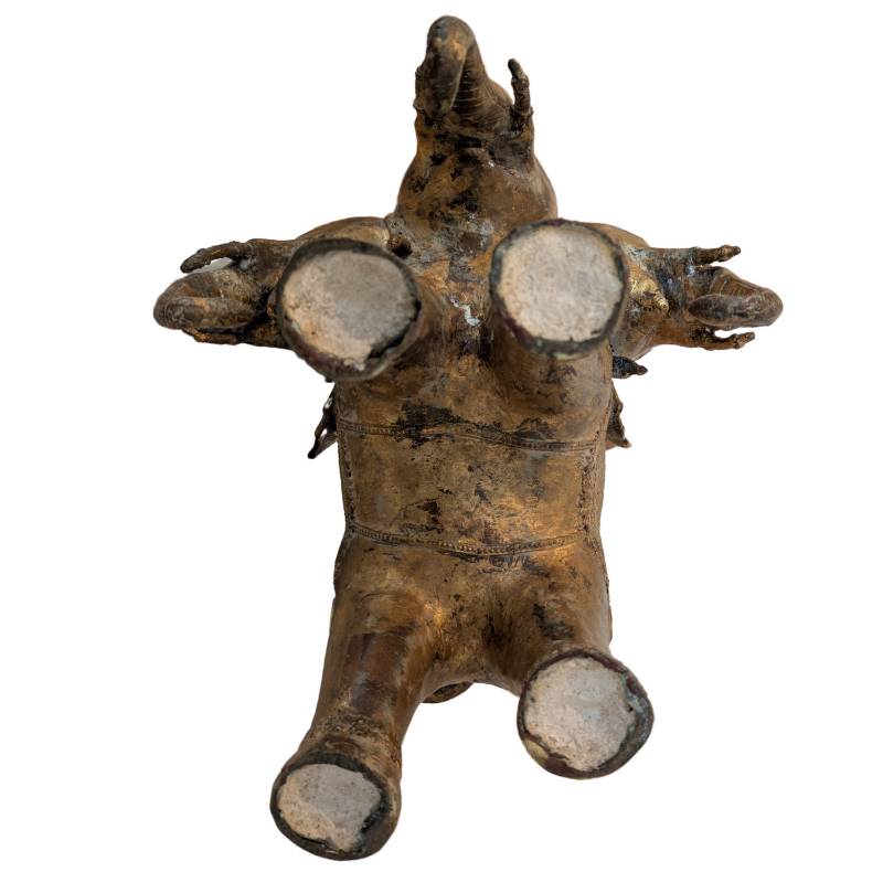 Trimukha Mahārakta Gaṇeśa op Airavata – Vuurverguld Newar brons, Nepal – lot 155