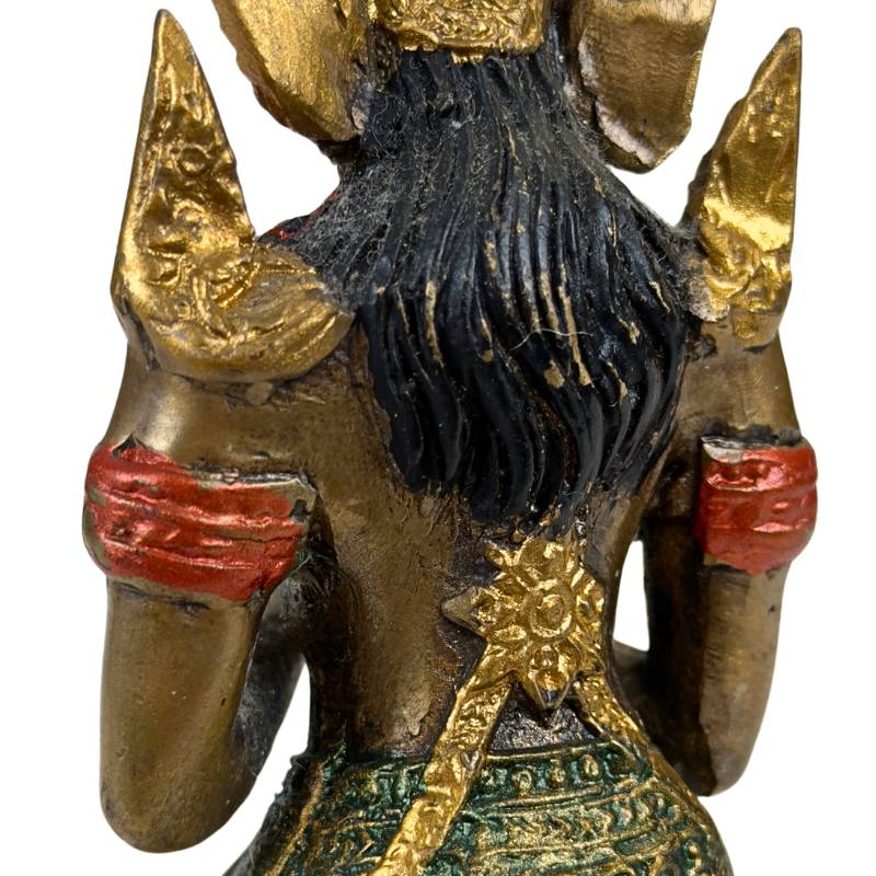 Thaise Thepanom Tempelwachter Beeld – Verguld en Polychroom – Knielende Devote Figuur