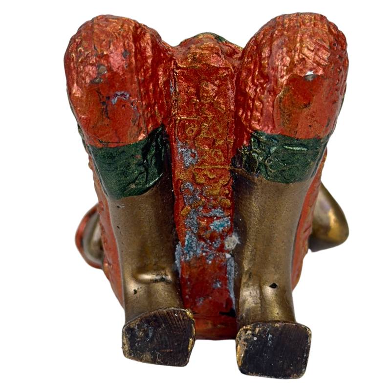 Thaise Thepanom Tempelwachter Beeld – Verguld en Polychroom – Knielende Devote Figuur