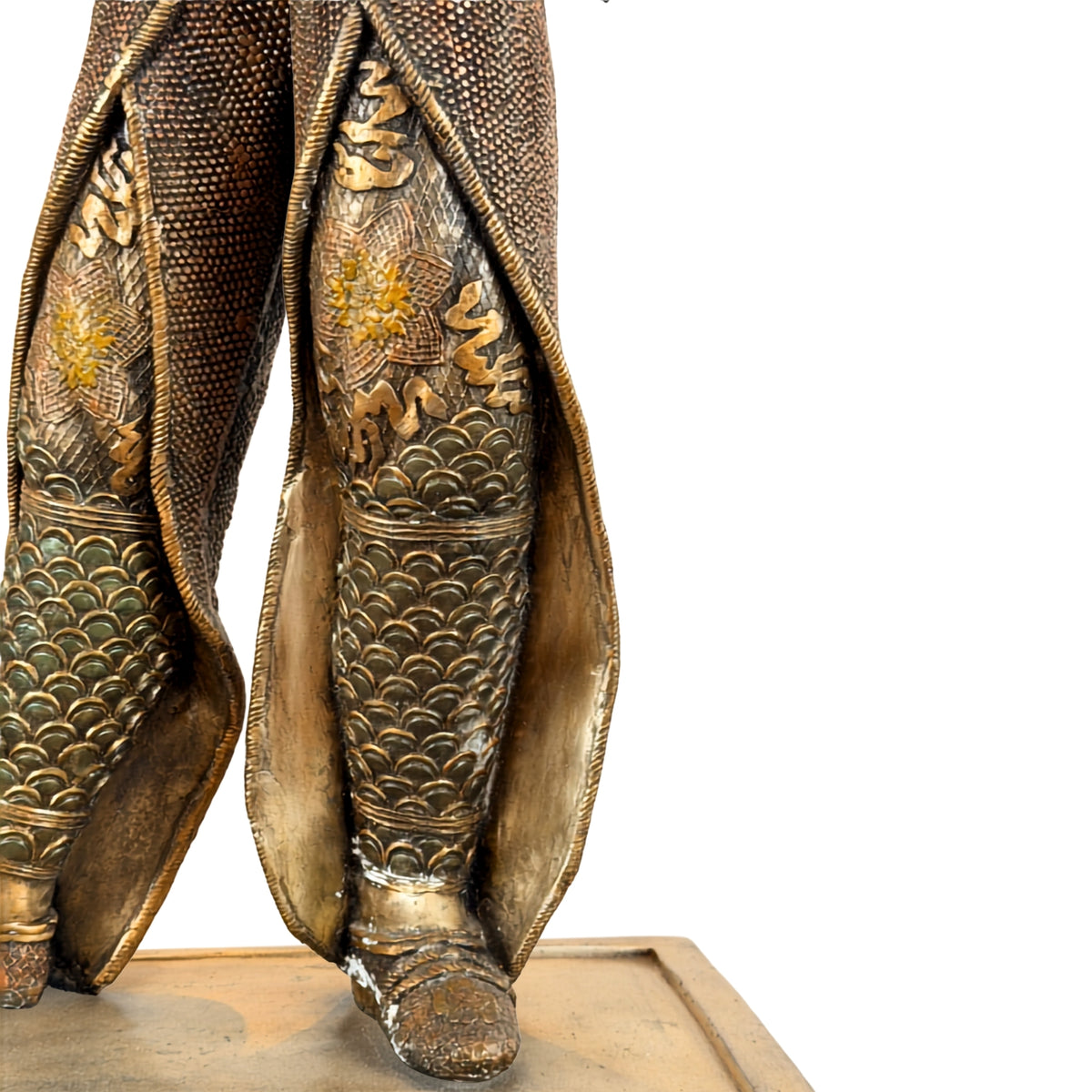 Monumentaal paar Japanse bronzen samurai in Miyao-stijl, 20e eeuw – productfoto 04