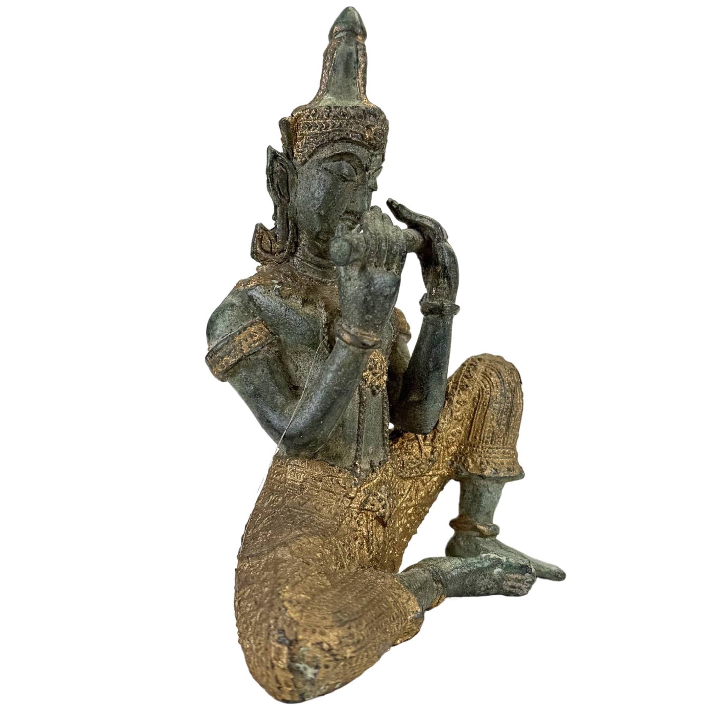 Thaise Bronzen Tempelmuzikanten en Danseres – Set van 4 Sculpturen – 2,4 kg