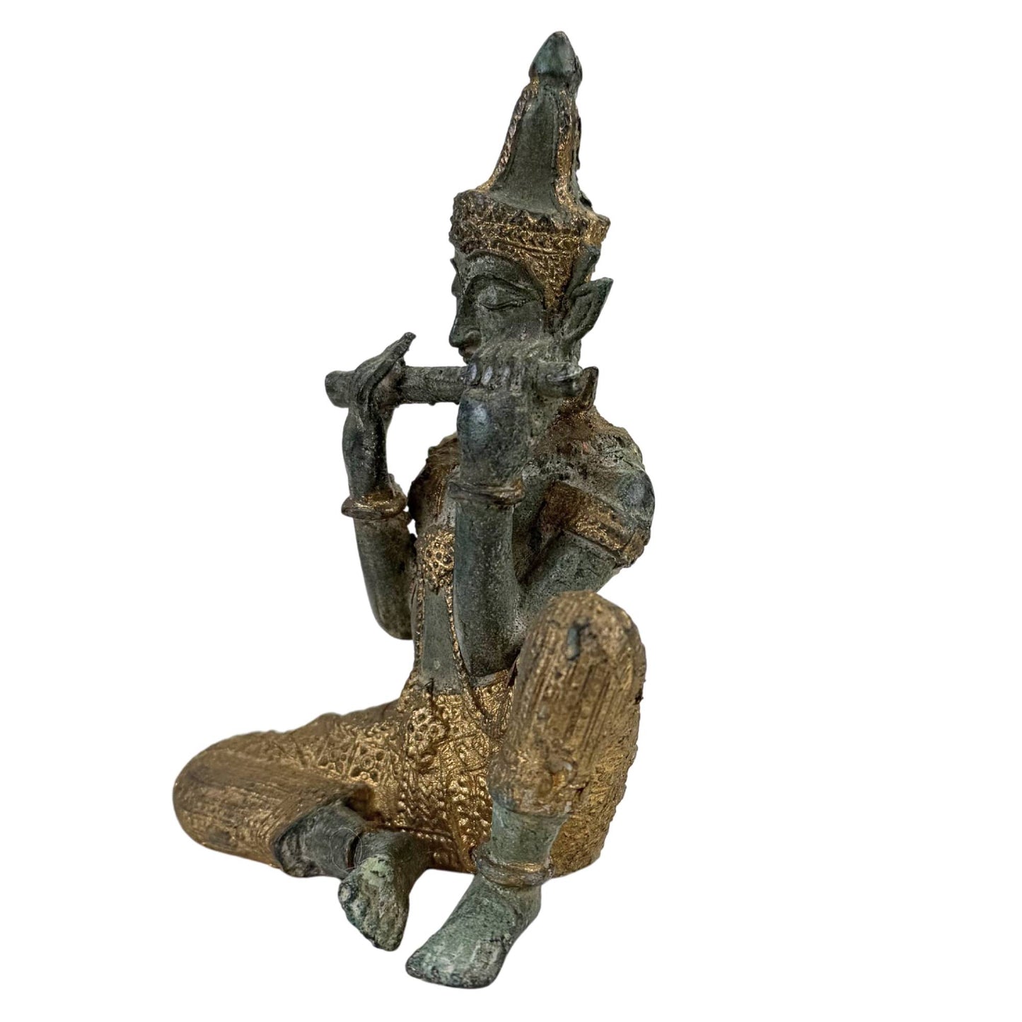 Thaise Bronzen Tempelmuzikanten en Danseres – Set van 4 Sculpturen – 2,4 kg