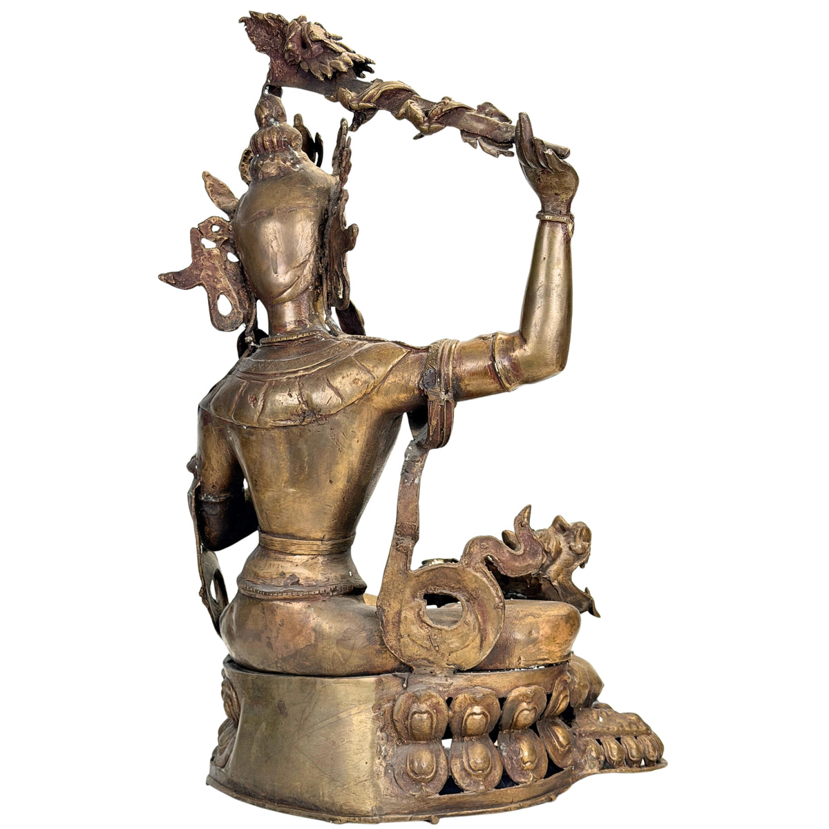 Detail van de rijk opengewerkte lotusvoet van de Nepalese Mañjuśrī