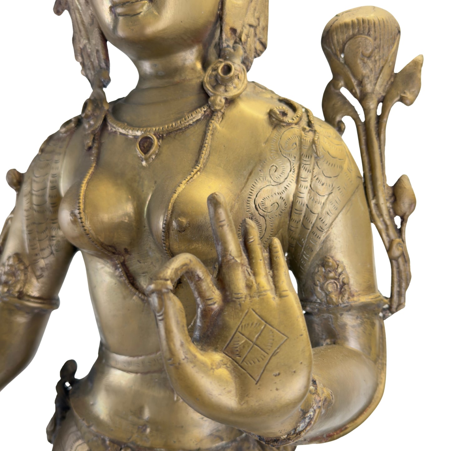 Antieke Nepalese Groene Tara – vuurverguld brons, Newar-traditie, 19e eeuw, H 100 cm, 15,2 kg.