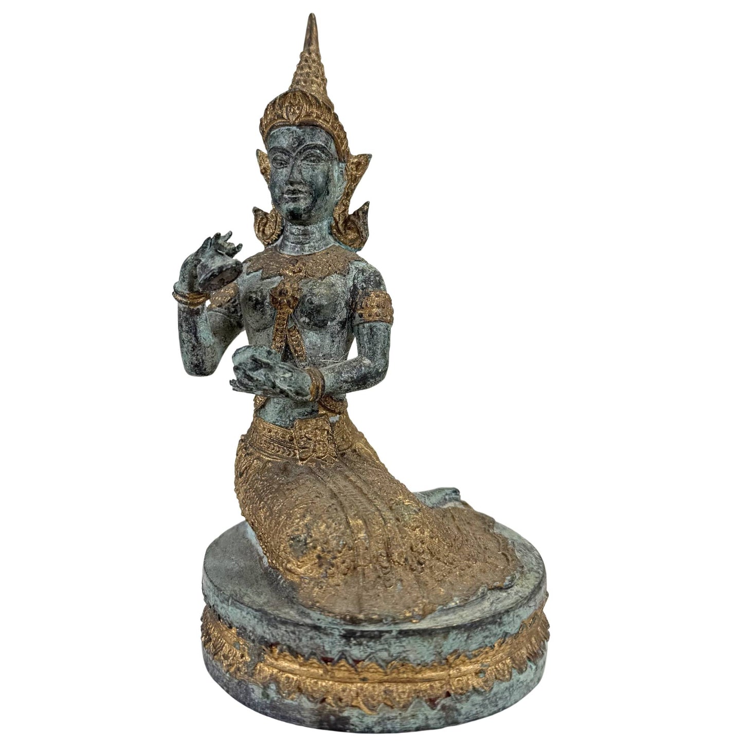 Thaise Bronzen Tempelmuzikanten en Danseres – Set van 4 Sculpturen – 2,4 kg