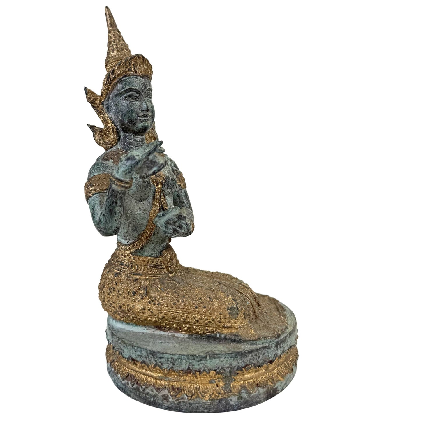 Thaise Bronzen Tempelmuzikanten en Danseres – Set van 4 Sculpturen – 2,4 kg