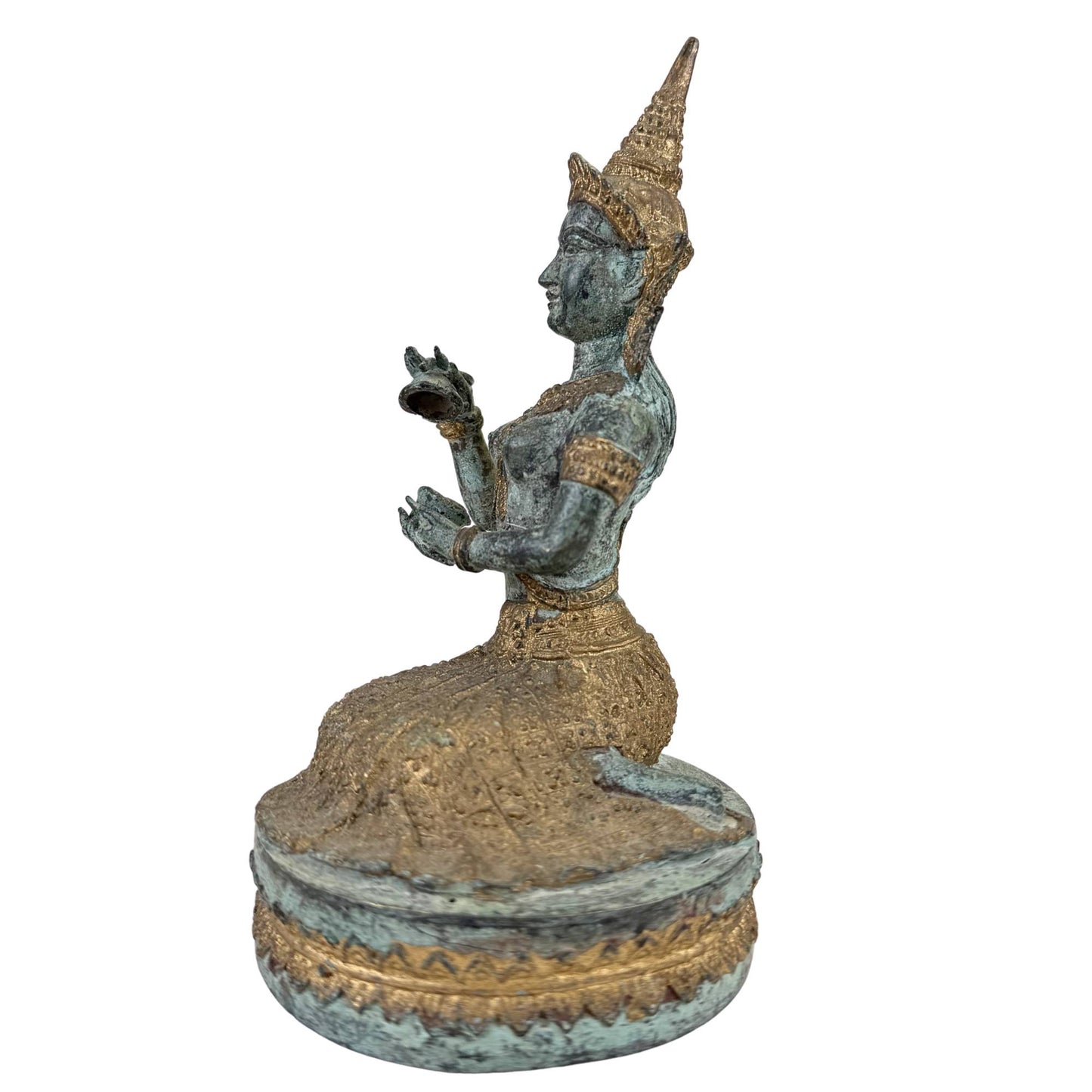 Thaise Bronzen Tempelmuzikanten en Danseres – Set van 4 Sculpturen – 2,4 kg