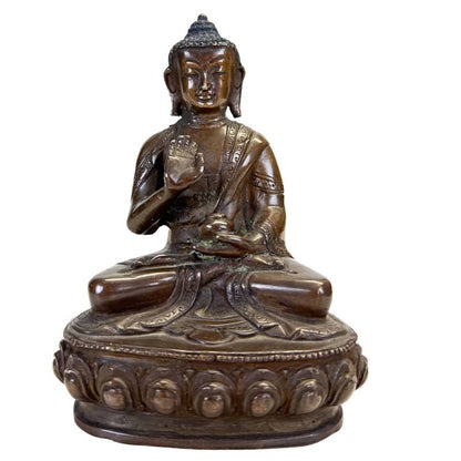 Antieke Nepalese bronzen Medicijnboeddha Bhaisajyaguru – opname 1