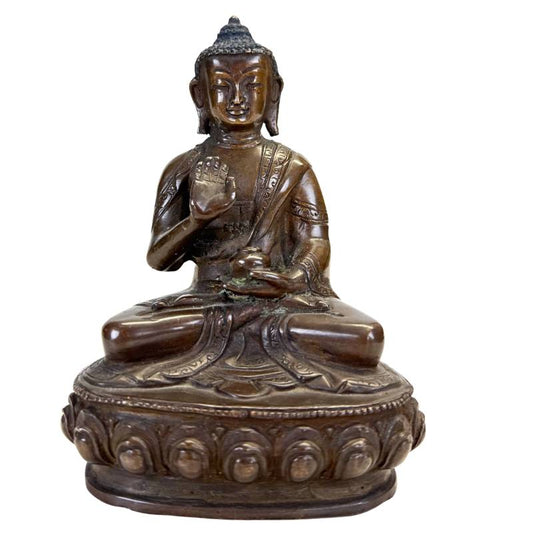 Antique Nepalese Bronze Medicine Buddha (Bhaisajyaguru) - 13cm - 800g