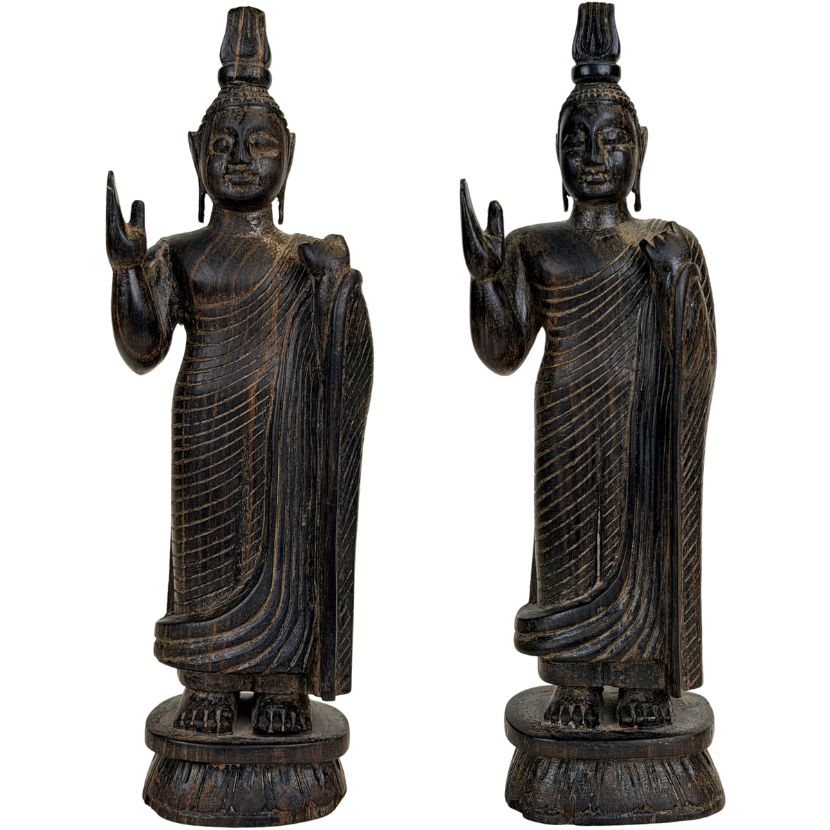 Sri Lankaanse Staande Houten Boeddha in Abhaya Mudra – Midden 20e Eeuw – Lot 758