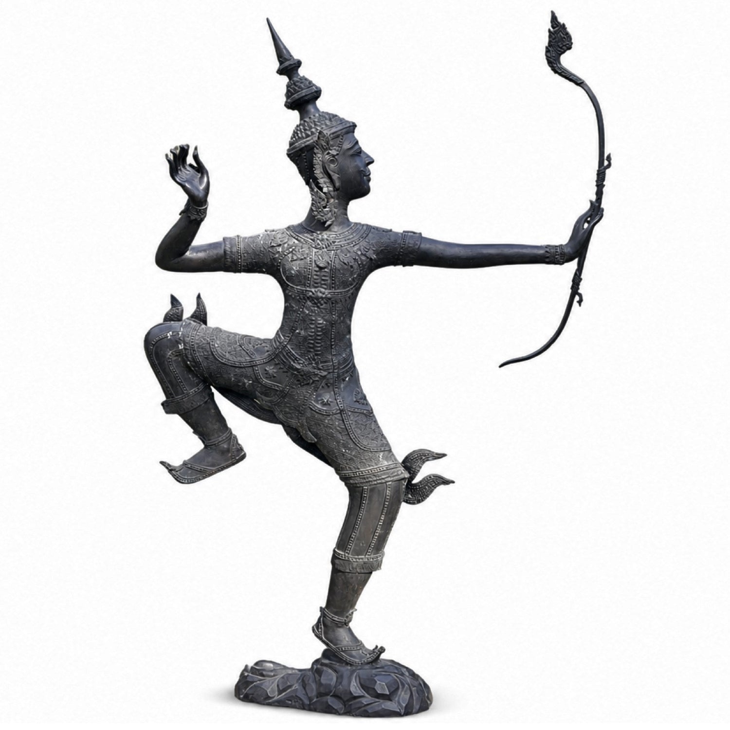 Monumentaal bronzen Phra Ram Rama beeld uit Thailand – volledig aanzicht