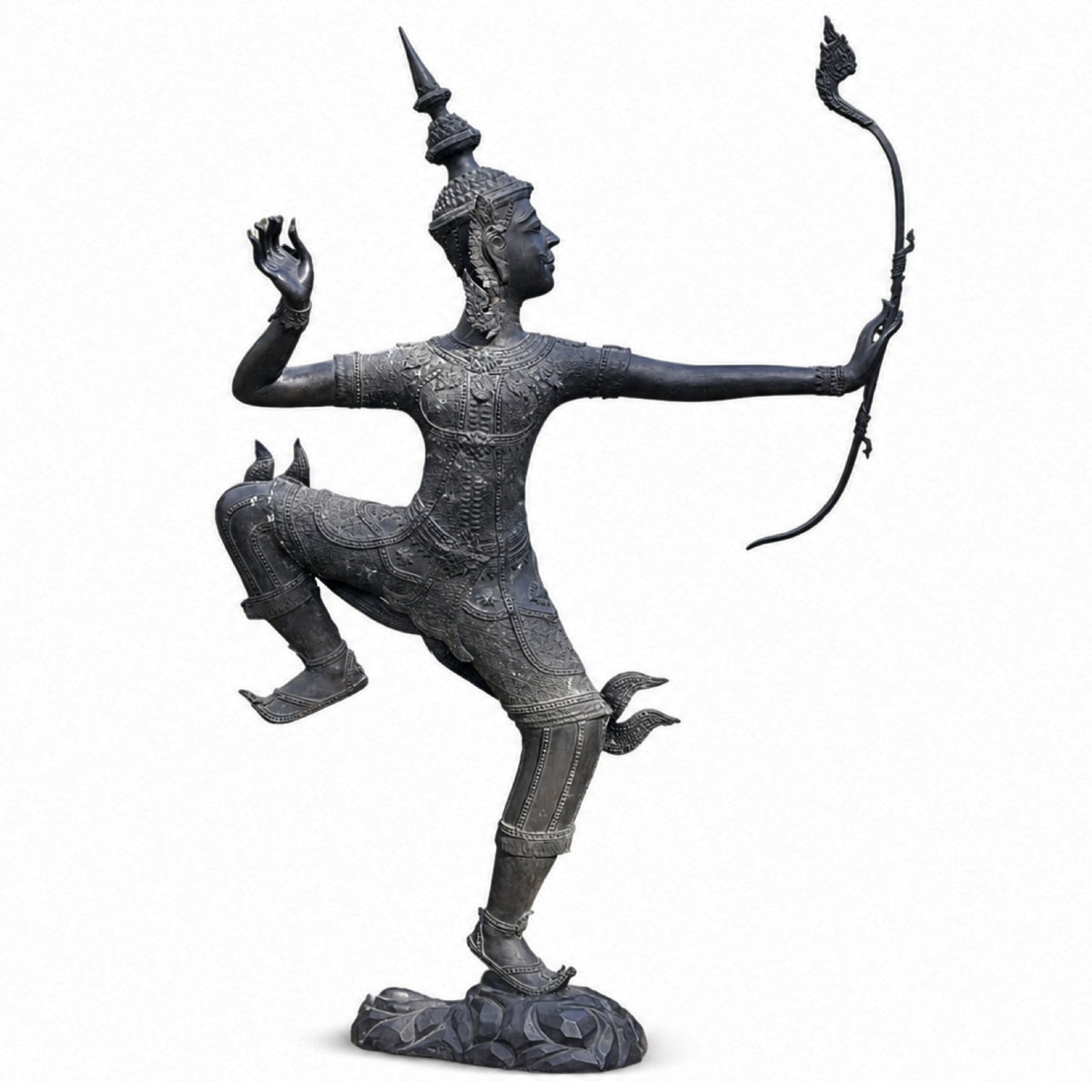Monumentaal bronzen Phra Ram Rama beeld uit Thailand – volledig aanzicht