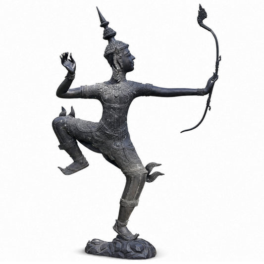 Monumentaal bronzen Phra Ram Rama beeld uit Thailand – volledig aanzicht