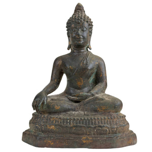 Thais bronzen Boeddhabeeld in Bhumisparsha Mudra, Ayutthaya-stijl