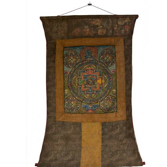 Handgeschilderde Padmasambhava Mandala Thangka – 77x55 cm