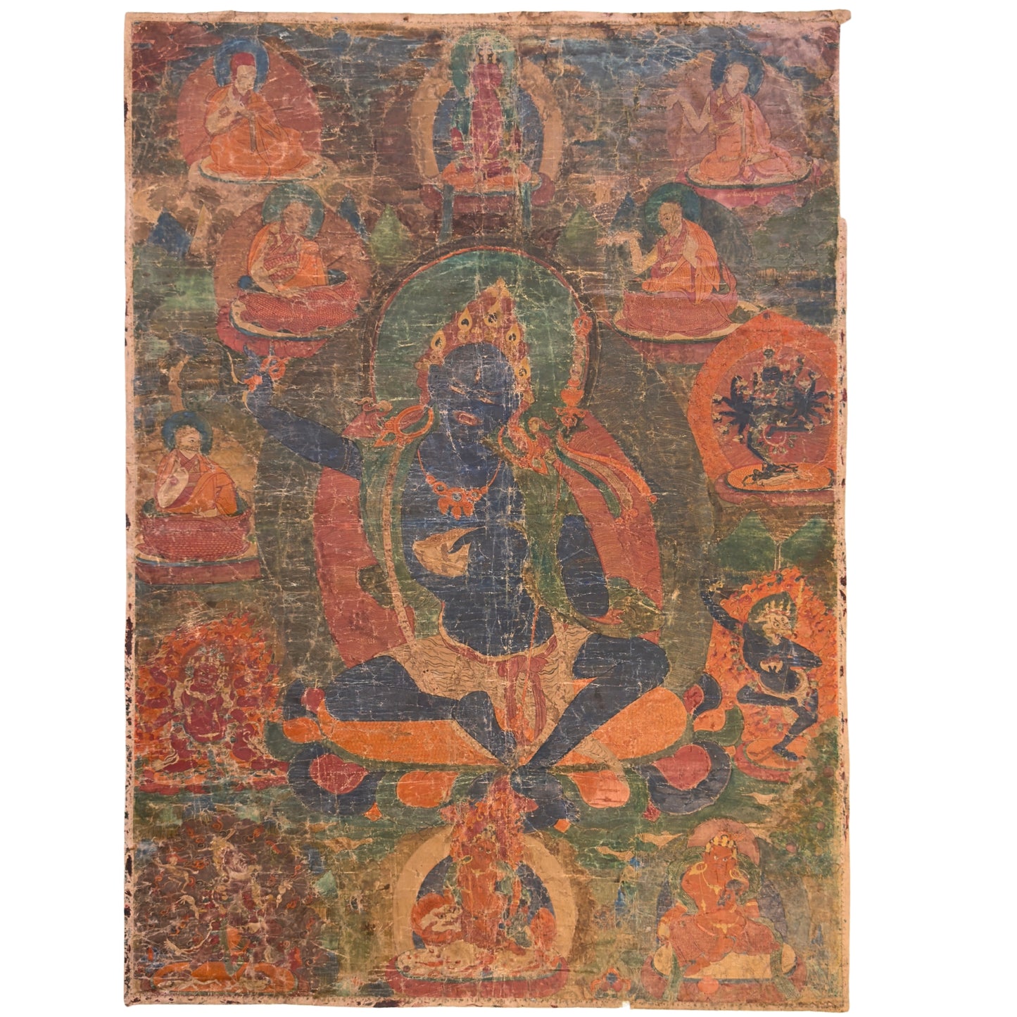 Monumentale Tibetaanse Sakya Lineage Thangka met Hevajra – Vroege Ngor-traditie, tweede helft 15e eeuw