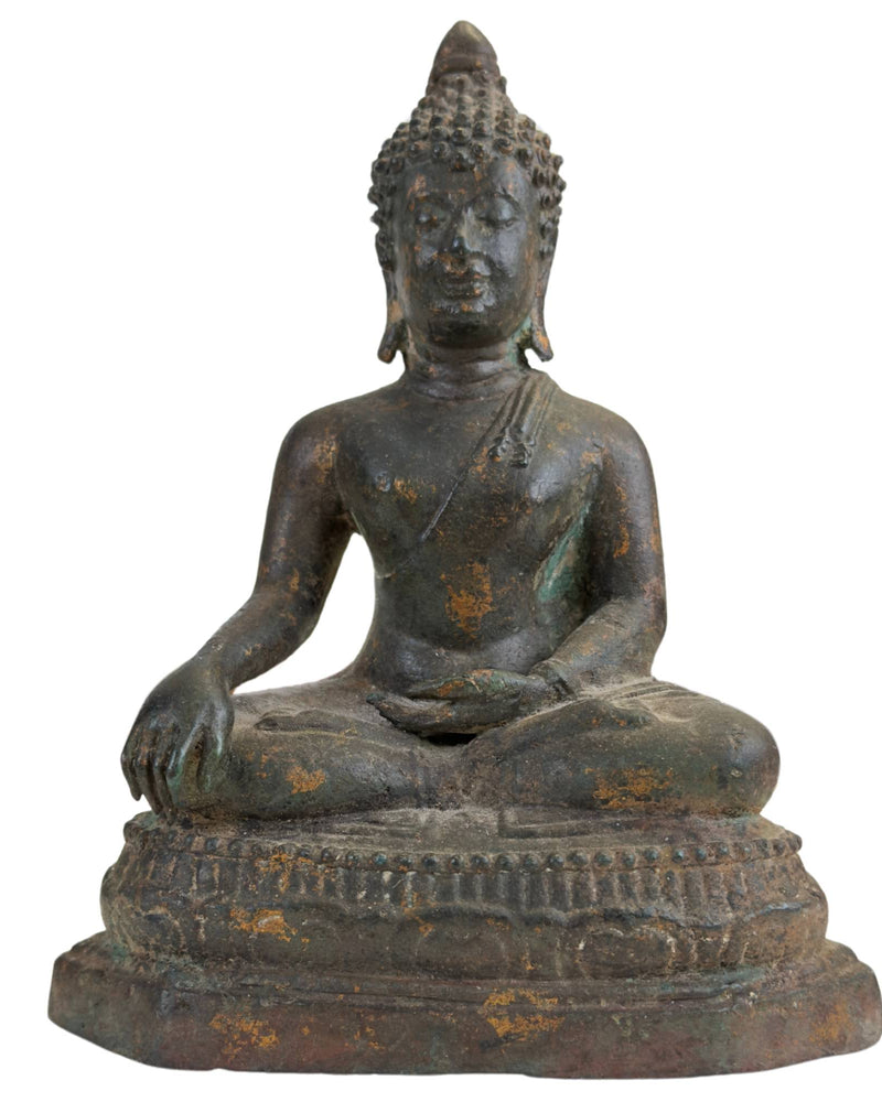 Antiek Ayutthaya Boeddhabeeld in Bhumisparsha Mudra – 17e/18e Eeuw – Museaal Brons - Thais Boeddhabeeld