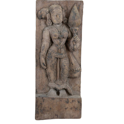Antiek 18e eeuws tempelpaneel Godin Lakshmi
