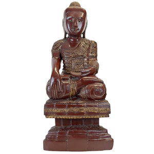Antiek Birmees Mandalay Boeddhabeeld in Thit-si Lak en Bladgoud – Konbaung-periode, ca. 1870–1895 (63,5 cm)