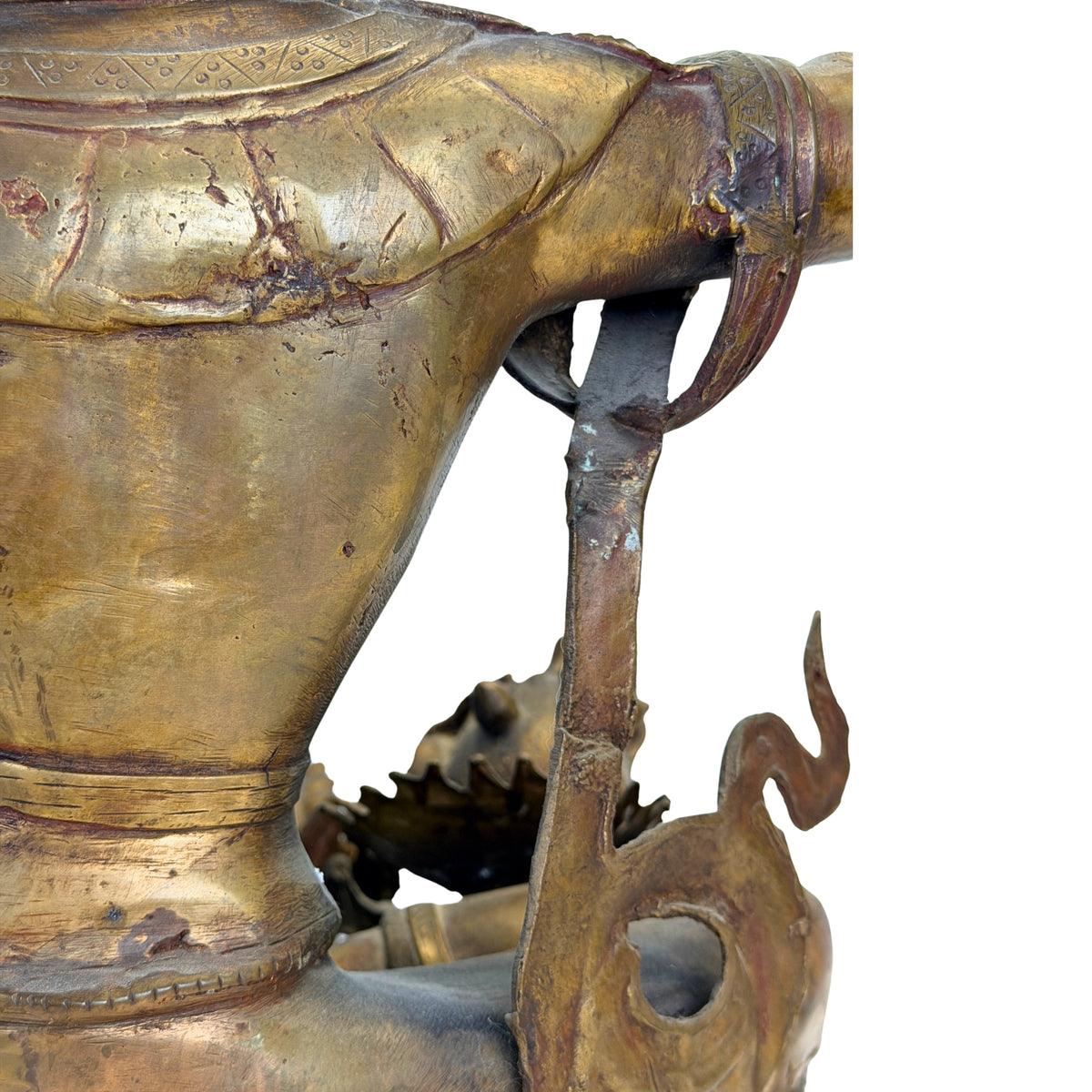 Detail van het lotusattribuut langs de linkerzijde van de Nepalese Mañjuśrī