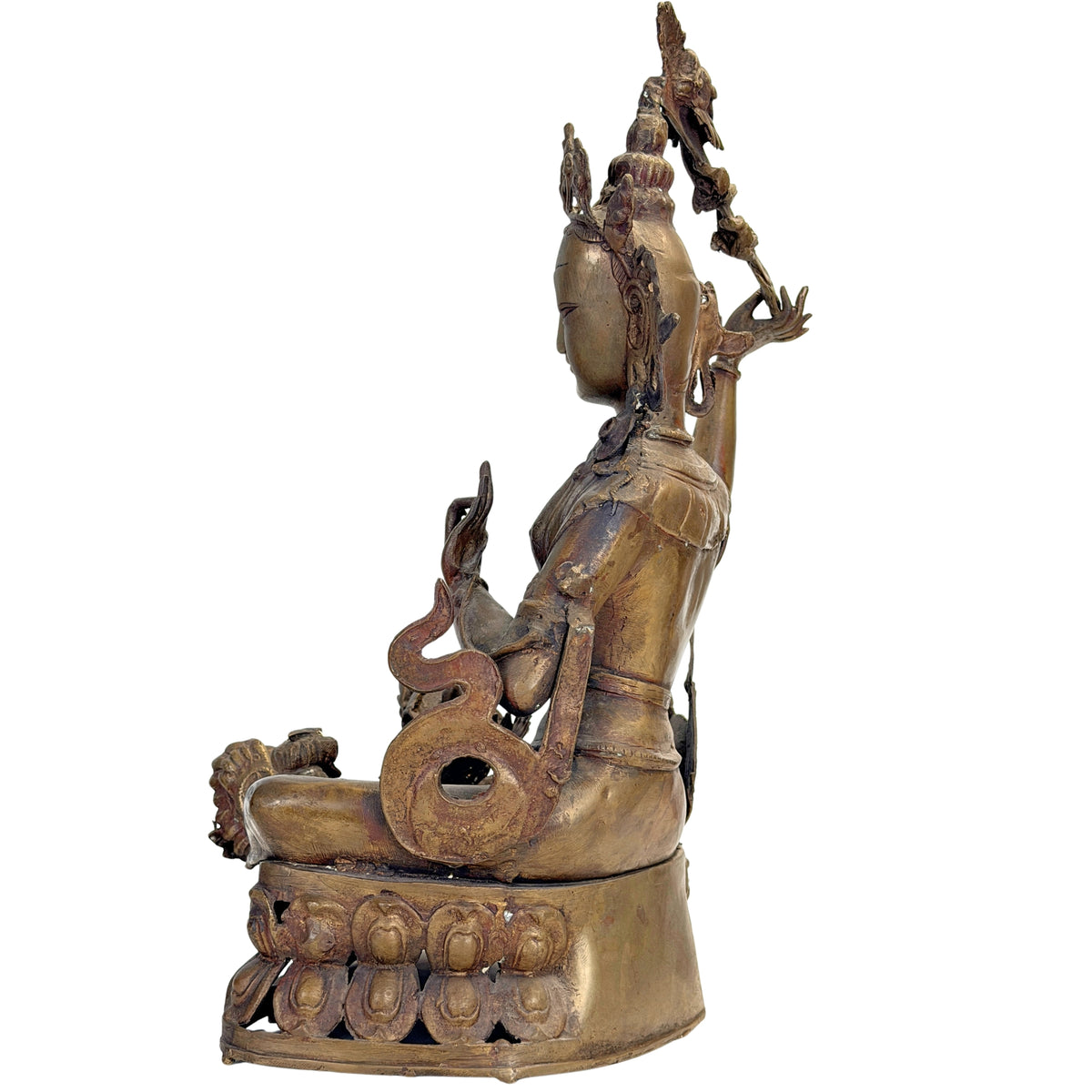 Detail van het zwaard, hand en sieraden van de 19e-eeuwse Mañjuśrī
