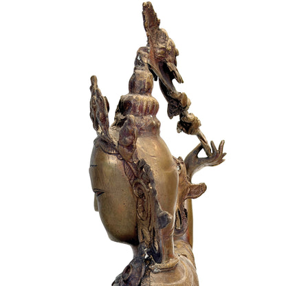 Detail van kroonornament en haarpartij van de Nepalese bodhisattva Mañjuśrī