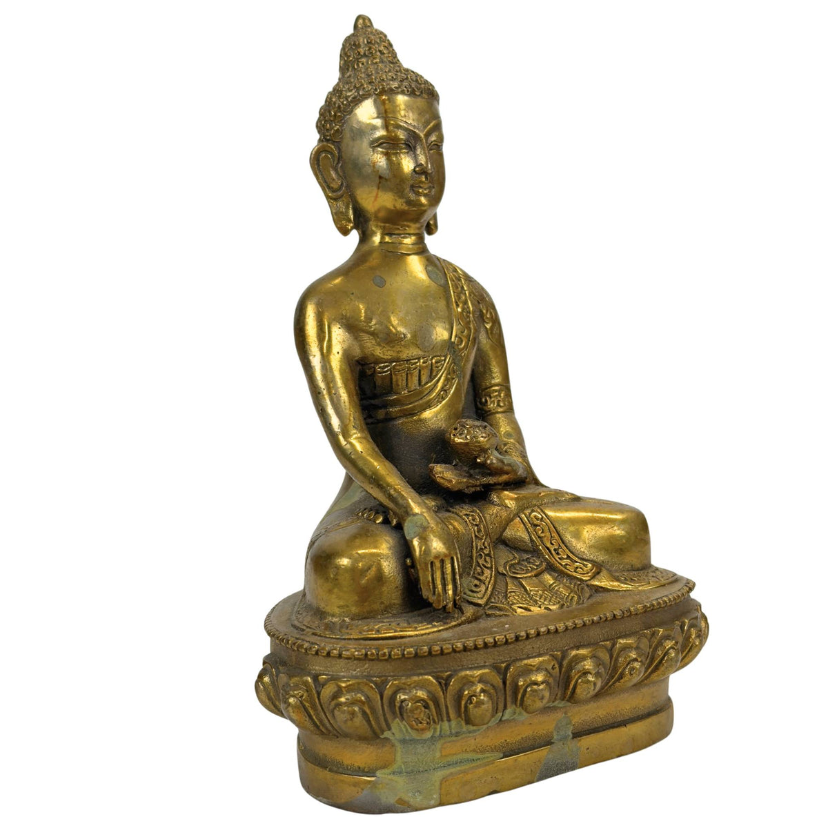 Verguld bronzen Boeddha in Bhumisparsha mudra – opname 2