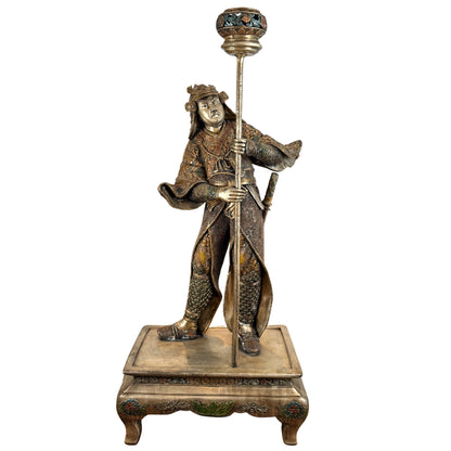 Monumentaal paar Japanse bronzen samurai in Miyao-stijl, 20e eeuw – productfoto 02