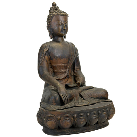 Monumentale 18e-eeuwse Shakyamuni Boeddha uit Ladakh in vuurverguld brons – opname 2
