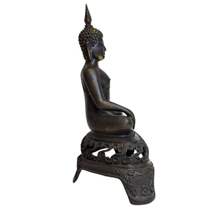 Groot bronzen Boeddhabeeld Sukhothai stijl
