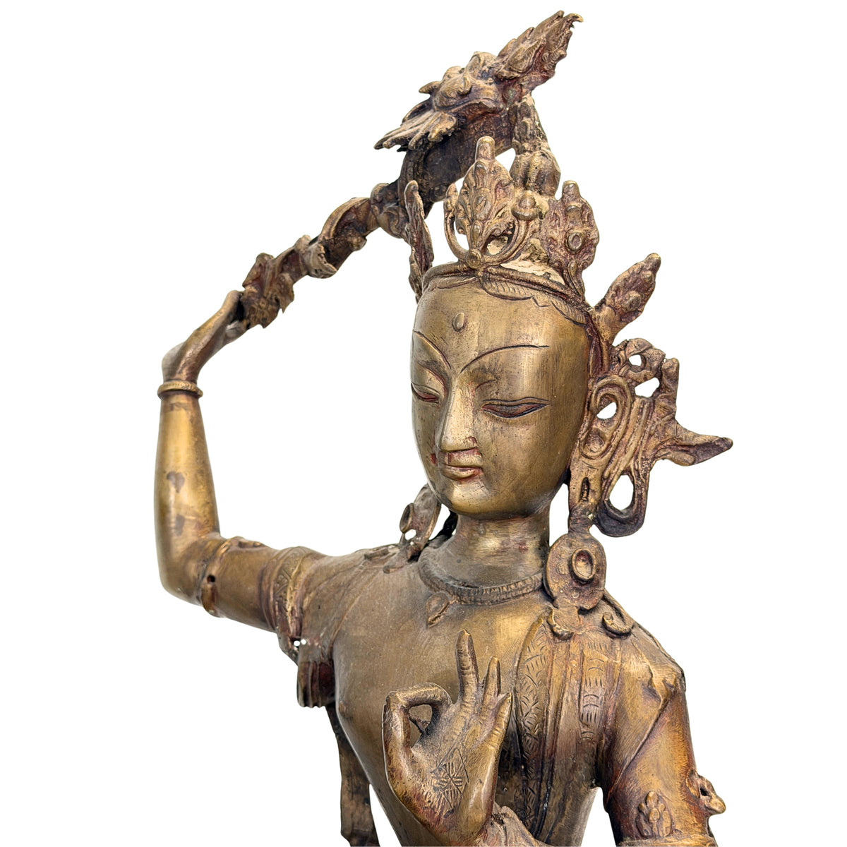 Detail van de onderzijde en constructie van de monumentale Nepalese Mañjuśrī