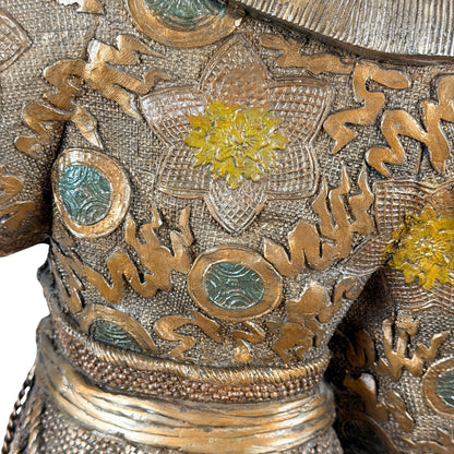 Monumentaal paar Japanse bronzen samurai in Miyao-stijl, 20e eeuw – productfoto 12