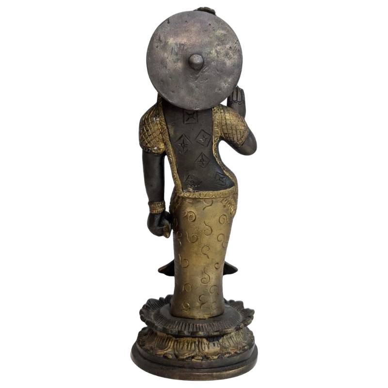 Zijaanzicht bronzen Parvati beeld hindoe godin 19e eeuw