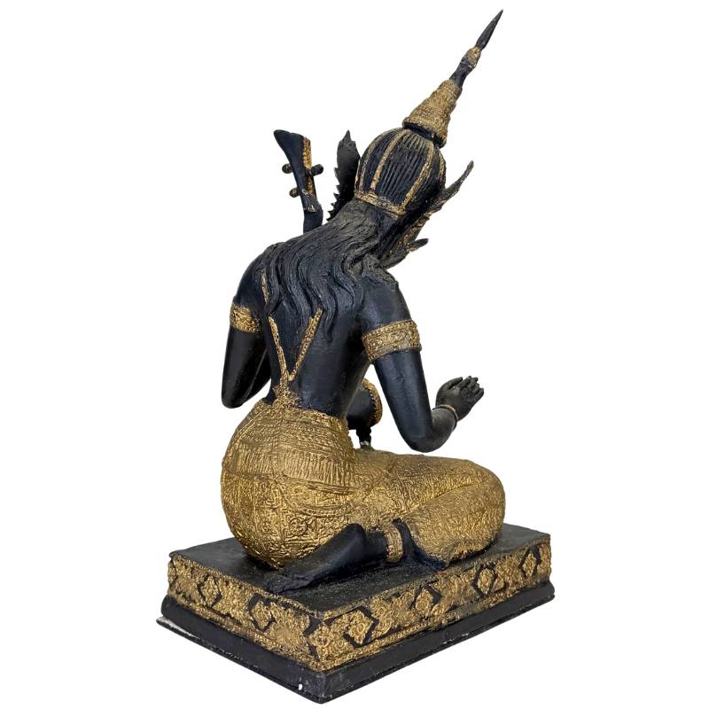 Thaise Muzikant Beeld Brons – Goud Zwart Patina Tempelfiguur