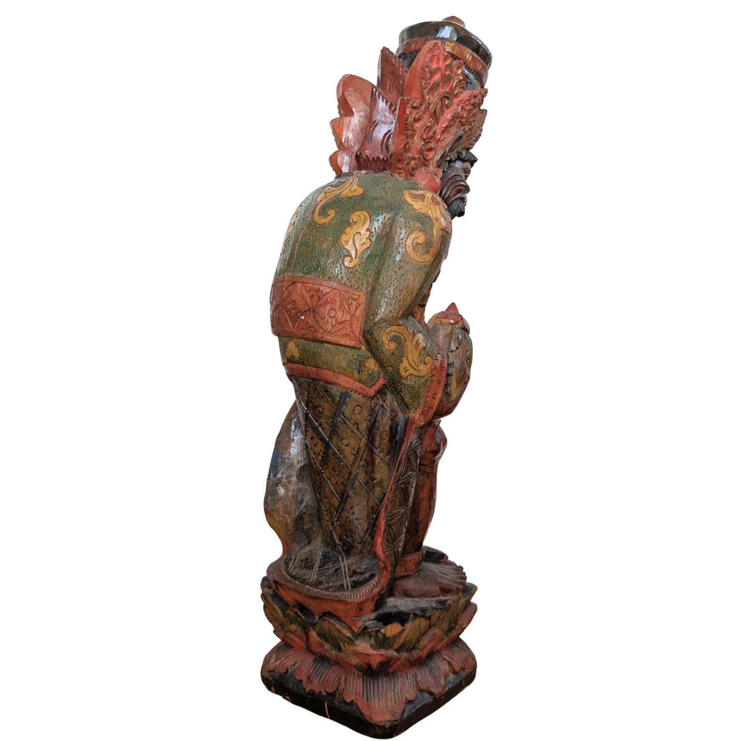 Vintage Balinees Houtsnijwerk – Rishi met Kamandalu – Polychroom – 52 cm