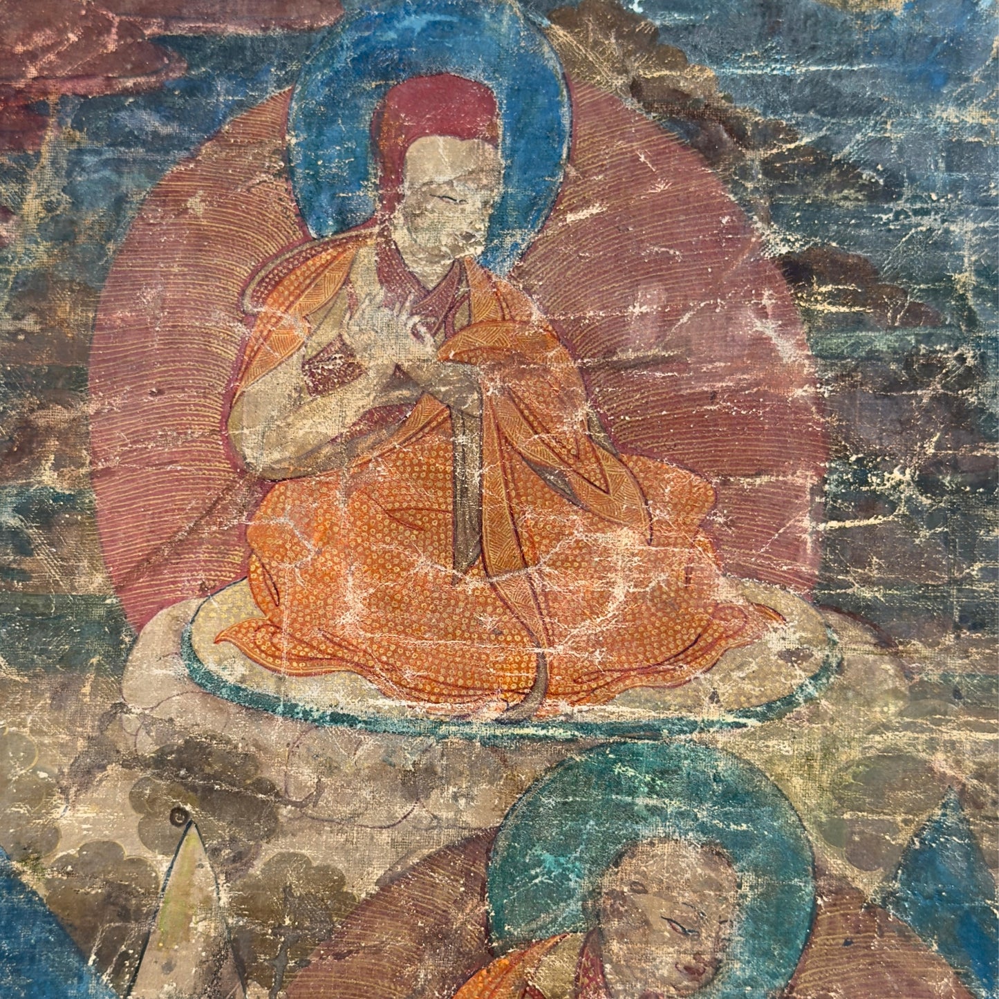 Monumentale Tibetaanse Sakya Lineage Thangka met Hevajra – Vroege Ngor-traditie, tweede helft 15e eeuw