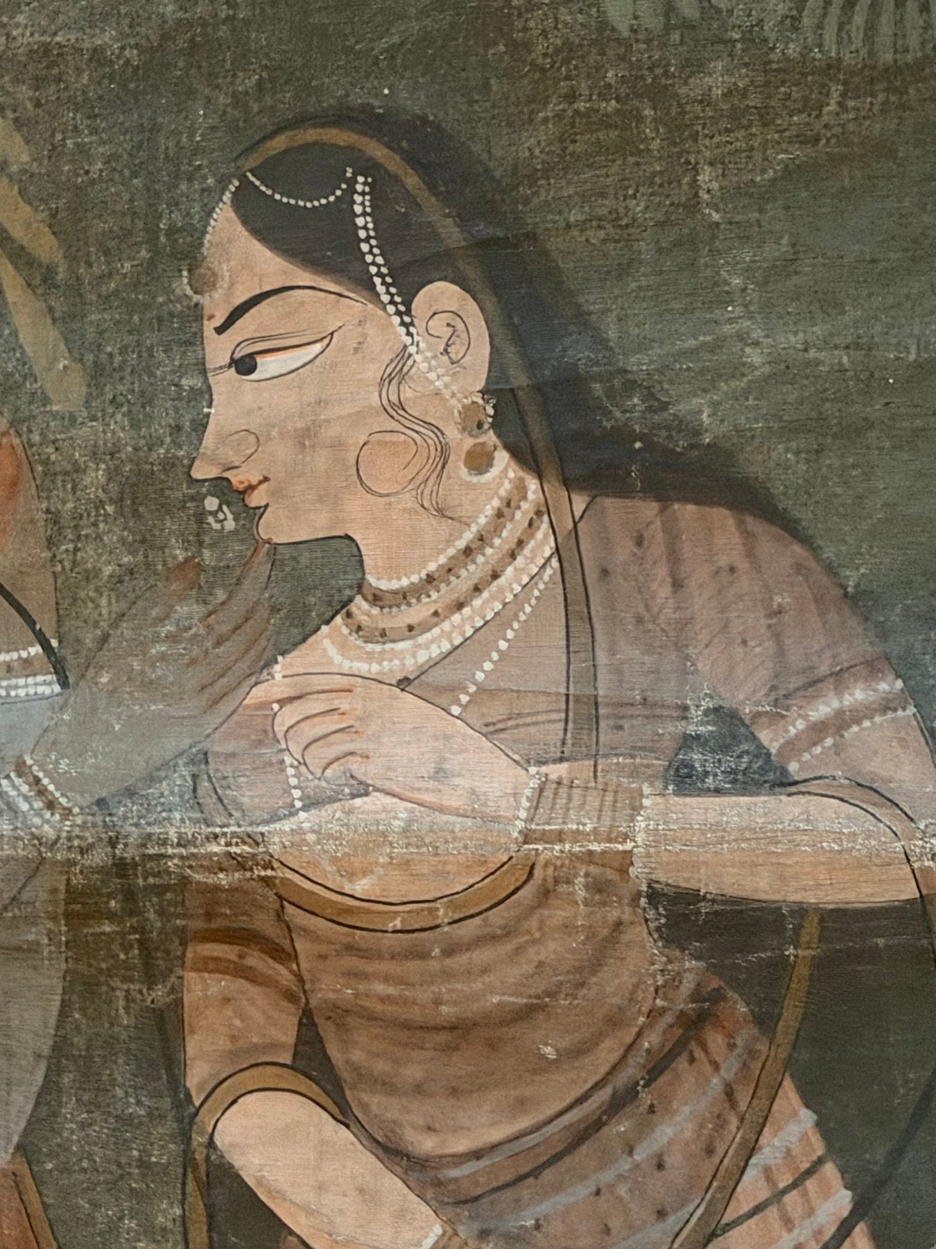 Antiek Pichwai schilderij Krishna & Gopi’s – India ca. 19e eeuw